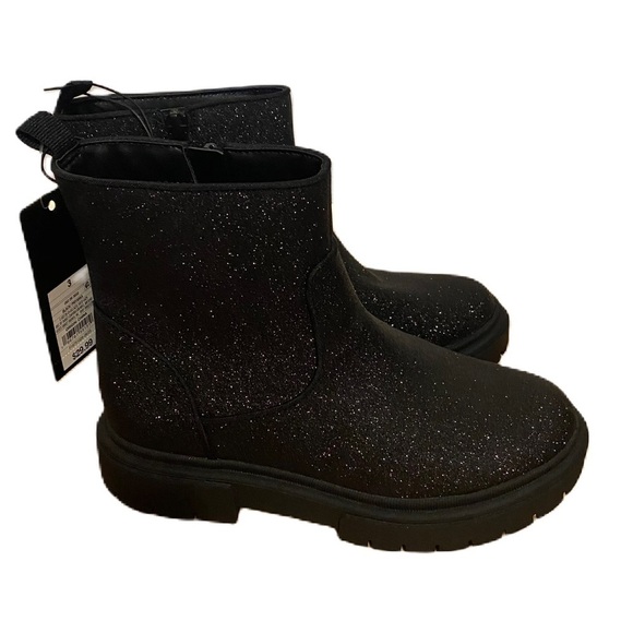 Art Class Glitter Boots Sz 3 Kids NEW Black Ankle Slip On Sparkle - Picture 1 of 5